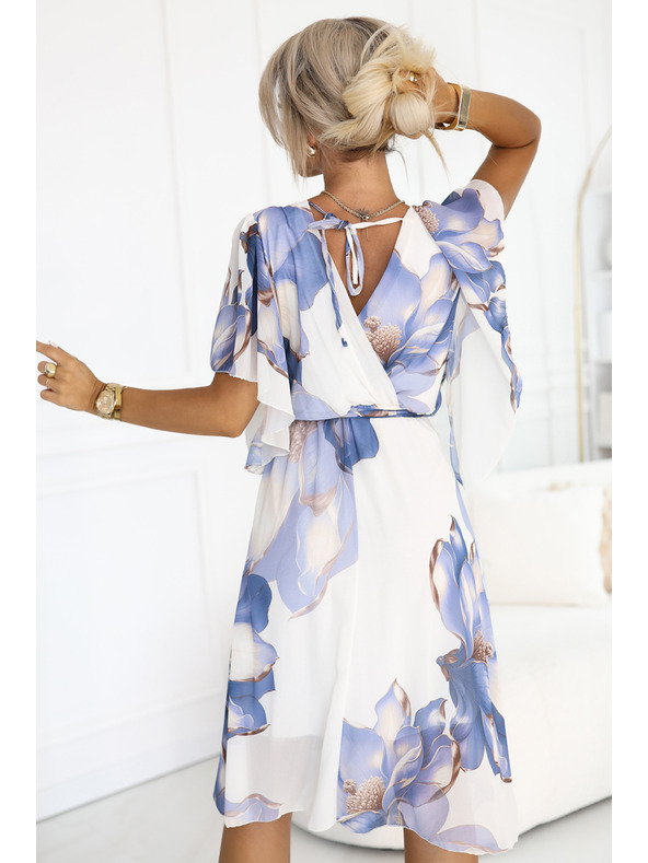 numoco Ρομαντικό φόρεμα με κρουαζέ λαιμόκοψη και αέρινα μανίκια