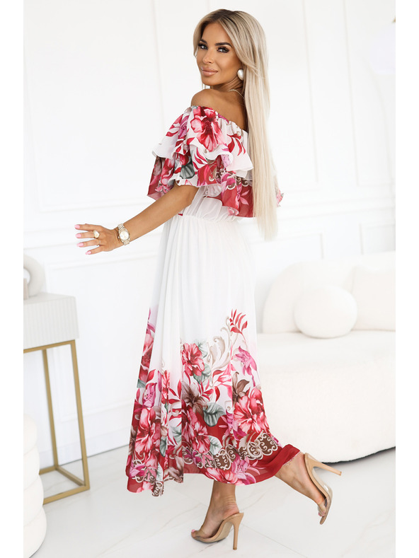 numoco Μακρύ καλοκαιρινό φόρεμα με κόκκινο ομπρέ φλοράλ μοτίβο