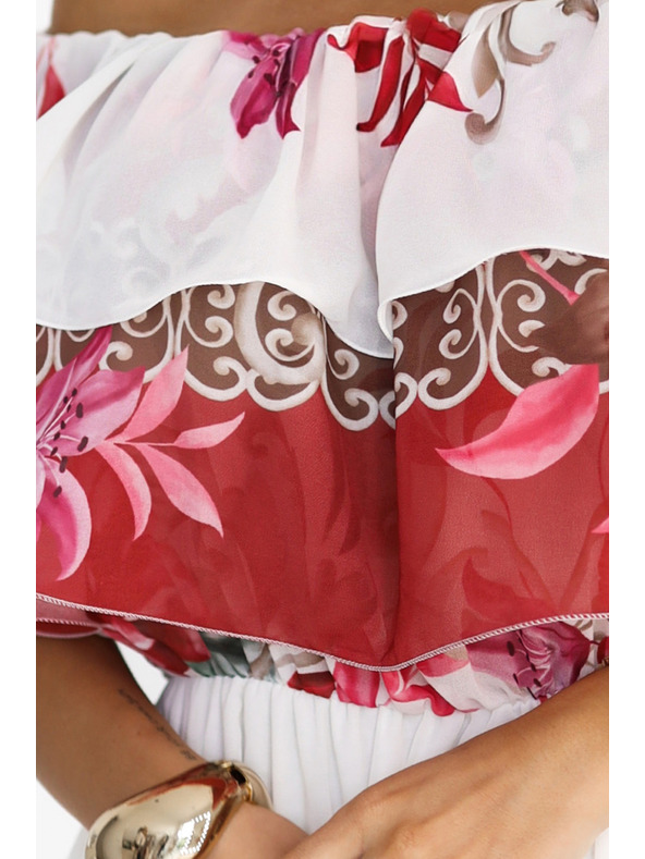 numoco Μακρύ καλοκαιρινό φόρεμα με κόκκινο ομπρέ φλοράλ μοτίβο