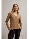 Moodo Μπεζ γυναικεία μπλούζα με μακρύ μανίκι
