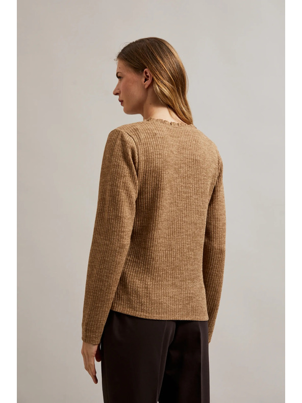 Moodo Μπεζ γυναικεία μπλούζα με μακρύ μανίκι