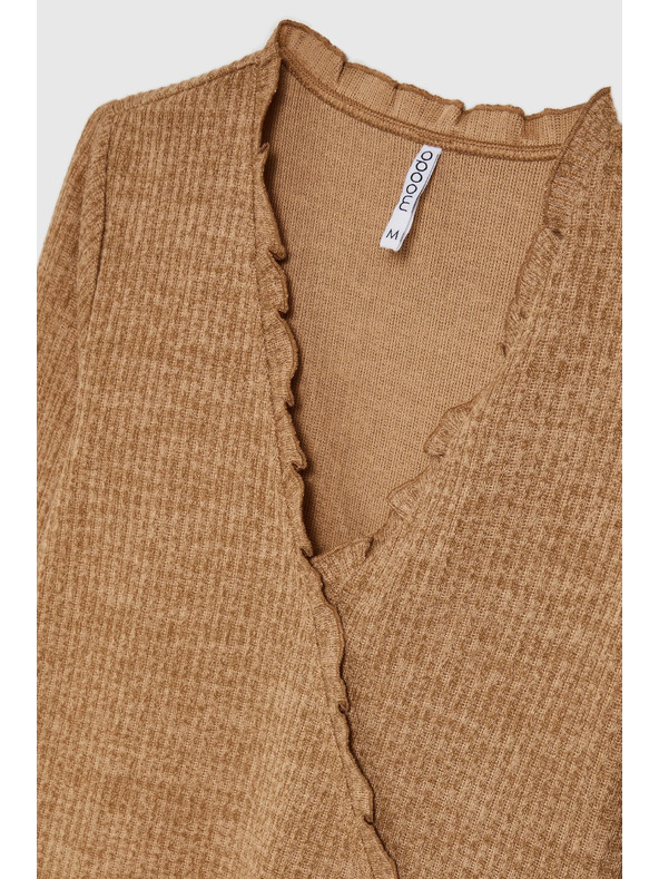 Moodo Μπεζ γυναικεία μπλούζα με μακρύ μανίκι