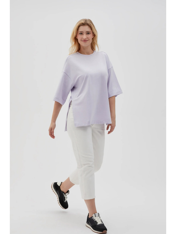 Moodo Λιλά γυναικείο φούτερ με σκίσιμο Moodo