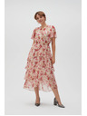 Moodo Λευκό-κόκκινο φλοράλ γυναικείο φόρεμα Moodo