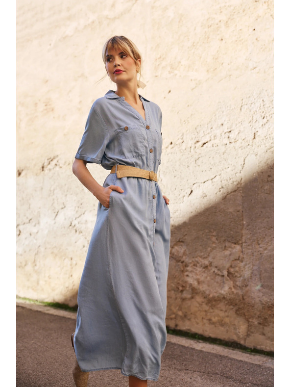 Moodo Μπλε γυναικείο πουκάμισο φόρεμα Moodo