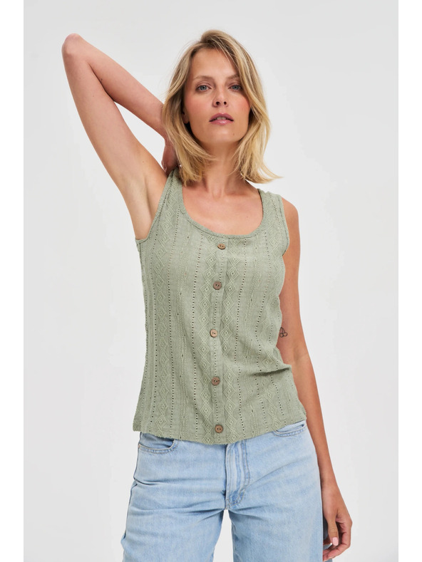 Moodo Λαδί μοτίβο τοπ με κουμπιά