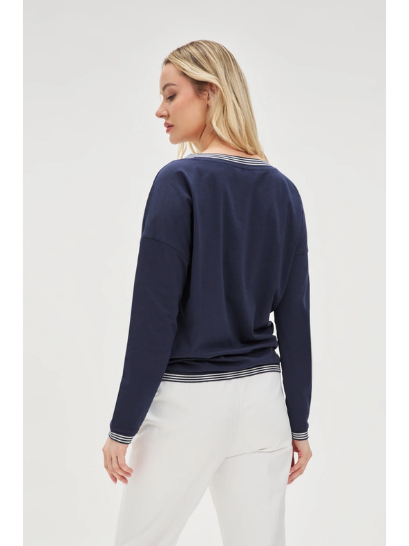 Moodo Σκούρο μπλε γυναικείο μπλουζάκι με μακρύ μανίκι Moodo