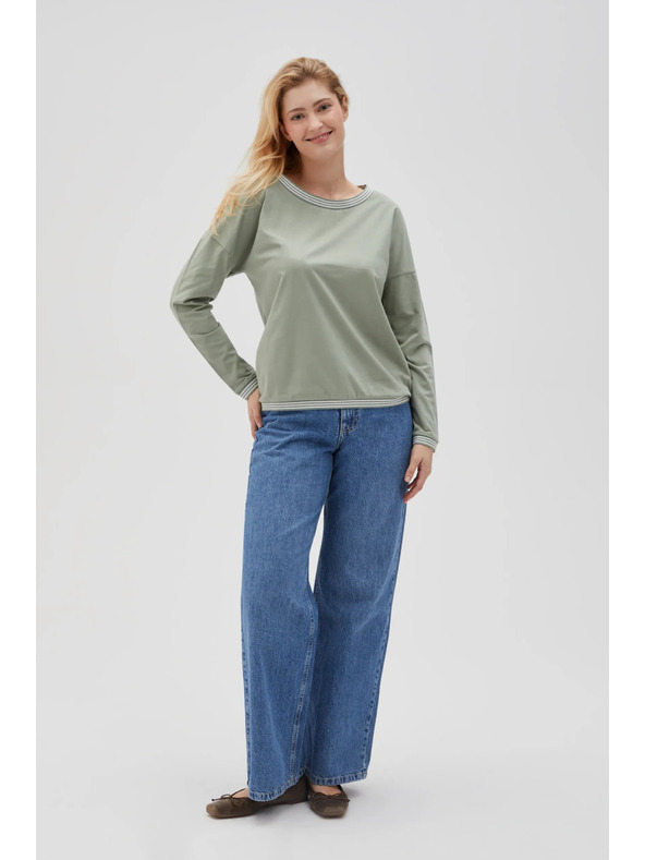 Moodo Λαδί γυναικείο μπλουζάκι με μακρύ μανίκι Moodo