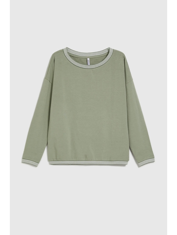 Moodo Λαδί γυναικείο μπλουζάκι με μακρύ μανίκι Moodo