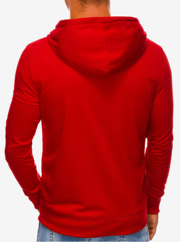 Edoti Κόκκινη ανδρική φούτερ με φερμουάρ και κουκούλα Edoti