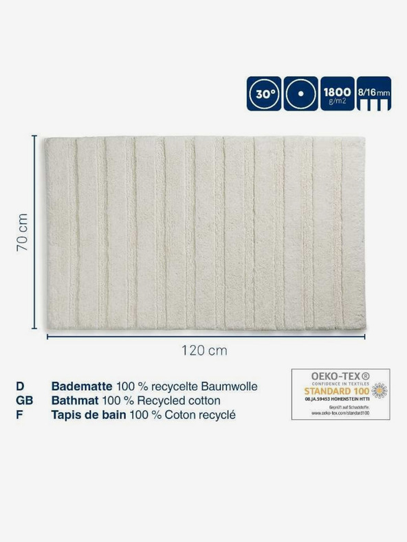 Kela Πατάκι μπάνιου Megan 120x70 εκ. βαμβακερό γκριλευκό KELA