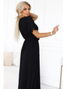 numoco Μακρύ φόρεμα με πλισέ λαιμόκοψη και δέσιμο - μαύρο