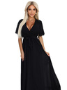 numoco Μακρύ φόρεμα με πλισέ λαιμόκοψη και δέσιμο - μαύρο