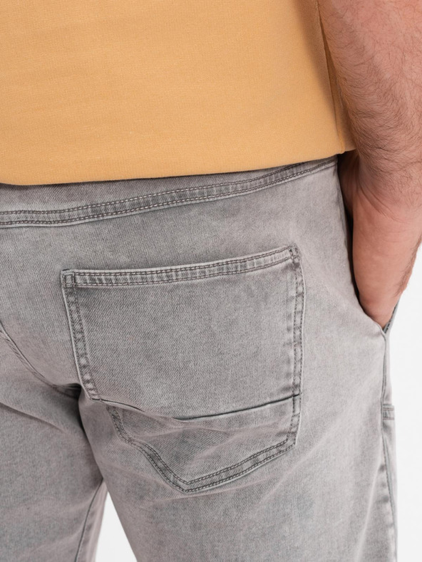 Ombre Clothing Ανδρικό τζιν σορτς με διακοσμητική ραφή - ανοιχτό γκρι