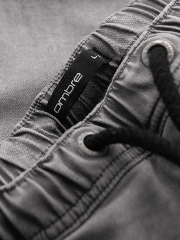 Ombre Clothing Ανδρικό τζιν σορτς με διακοσμητική ραφή - ανοιχτό γκρι