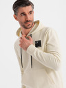 Ombre Clothing Ανδρικό σετ φούτερ με κουκούλα + φόρμα - κρεμ