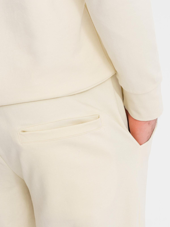 Ombre Clothing Ανδρικό σετ φούτερ με κουκούλα + φόρμα - κρεμ