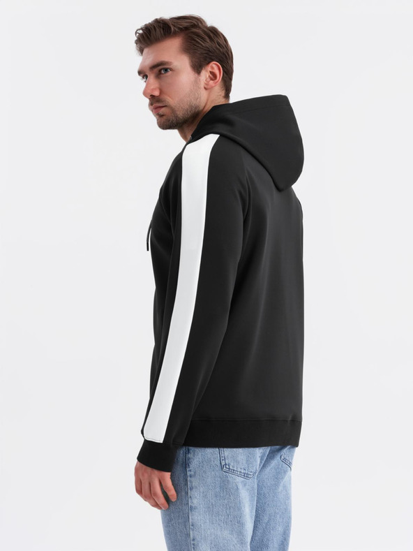 Ombre Clothing Ανδρικό φούτερ με φερμουάρ και κουκούλα - μαύρο