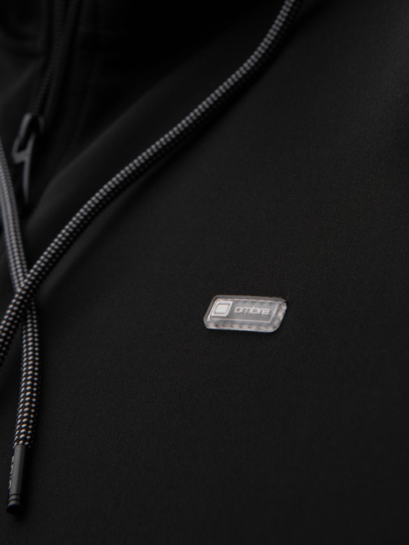 Ombre Clothing Ανδρικό φούτερ με φερμουάρ και κουκούλα - μαύρο