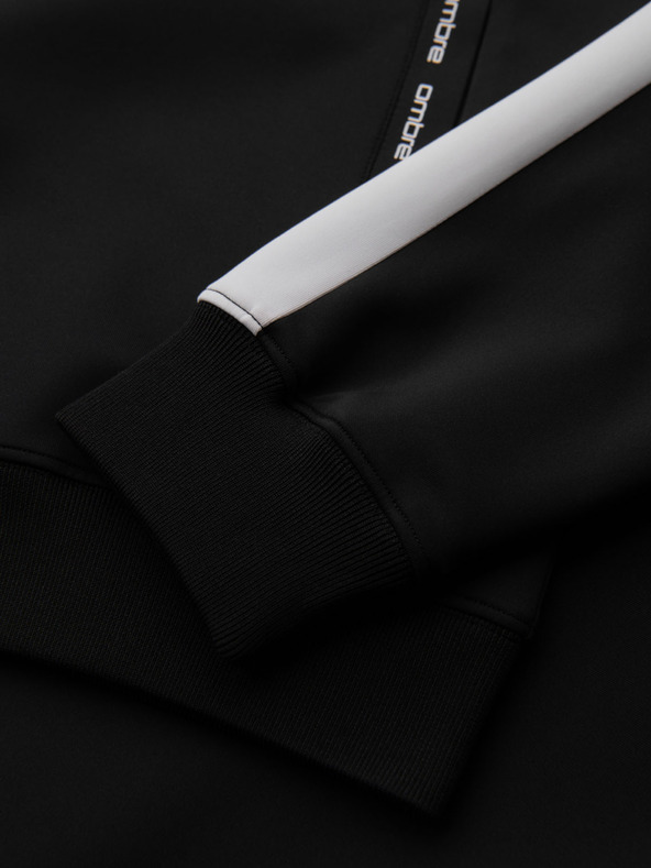 Ombre Clothing Ανδρικό φούτερ με φερμουάρ και κουκούλα - μαύρο