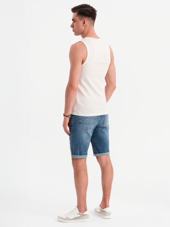 Ombre Clothing Ανδρικό βασικό βαμβακερό μπλουζάκι - λευκό