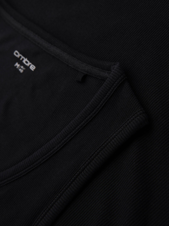 Ombre Clothing Ανδρικό βασικό βαμβακερό μπλουζάκι - μαύρο