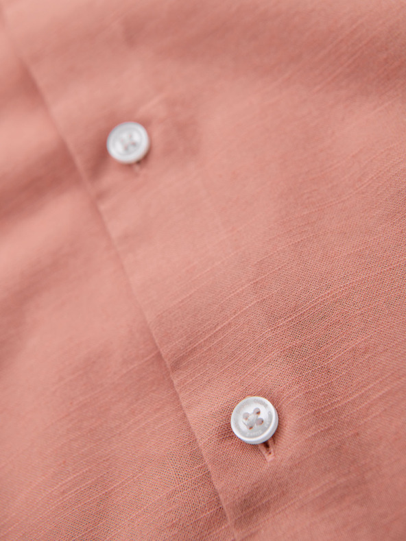 Ombre Clothing Ανδρικό βαμβακερό πουκάμισο με όρθιο γιακά και τσέπη REGULAR FIT - ροζ