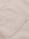 Ombre Clothing Ανδρικό βαμβακερό πουκάμισο με όρθιο γιακά και τσέπη REGULAR FIT - κρεμ