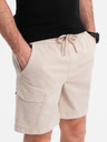 Ombre Clothing Ανδρικό σορτς χαλαρής γραμμής με τσέπες cargo - κρεμ
