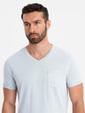 Ombre Clothing Ανδρικό βαμβακερό t-shirt με λαιμόκοψη V και εφέ ξεβαμμένου - γκρι