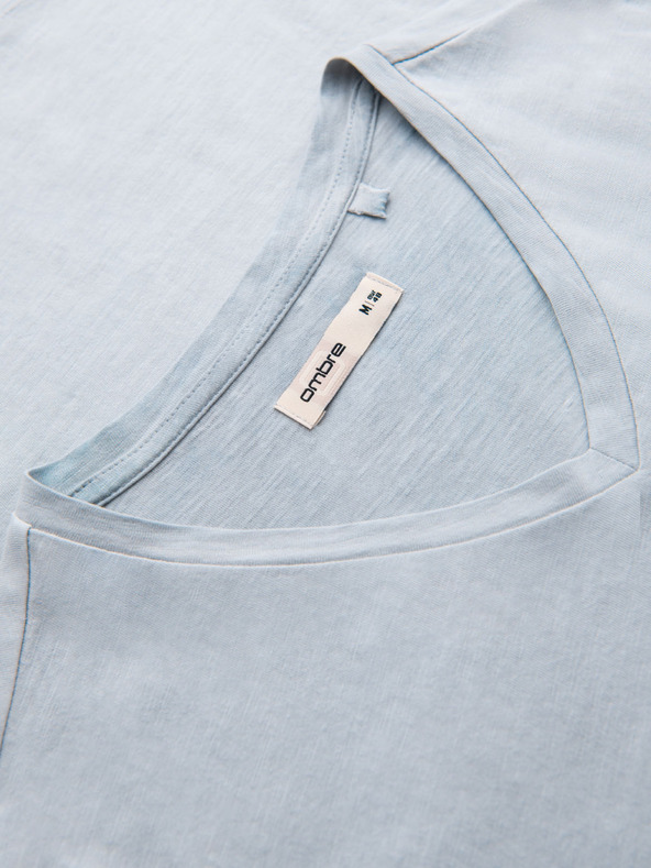 Ombre Clothing Ανδρικό βαμβακερό t-shirt με λαιμόκοψη V και εφέ ξεβαμμένου - γκρι