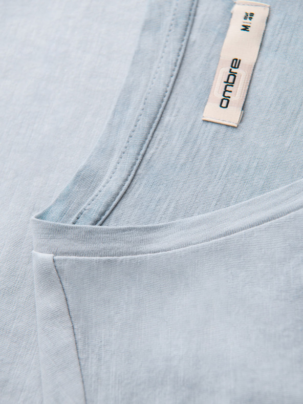 Ombre Clothing Ανδρικό βαμβακερό t-shirt με λαιμόκοψη V και εφέ ξεβαμμένου - γκρι