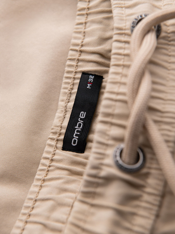 Ombre Clothing Ανδρικά βαμβακερά cargo σορτς με ελαστική μέση - μπεζ