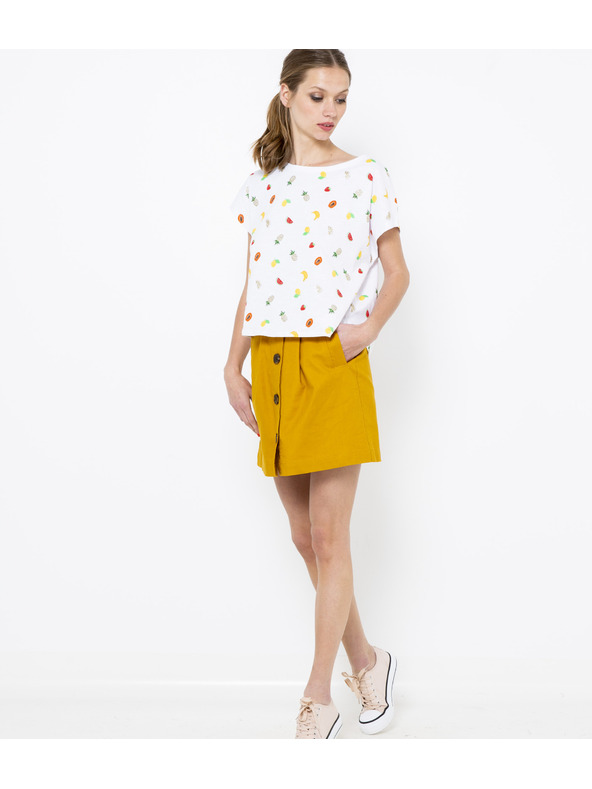 CAMAIEU Λευκό μπλουζάκι με μοτίβο CAMAIEU