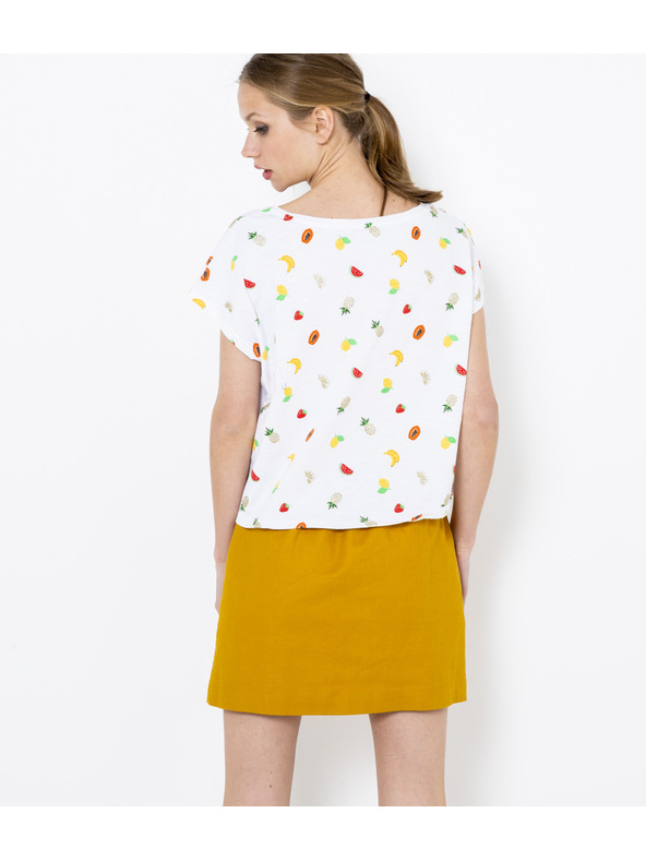 CAMAIEU Λευκό μπλουζάκι με μοτίβο CAMAIEU