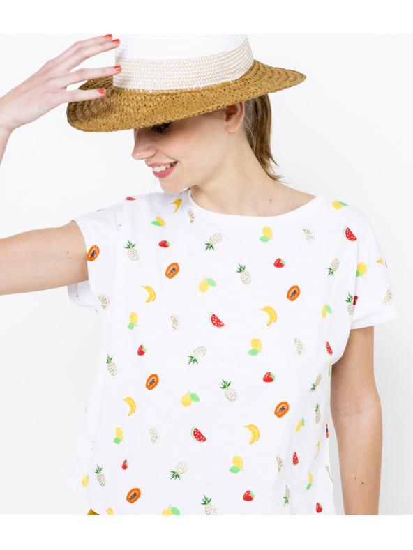 CAMAIEU Λευκό μπλουζάκι με μοτίβο CAMAIEU