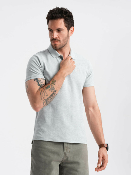 Ombre Clothing Ανοιχτό γκρι ανδρικό βασικό πουκάμισο πόλο Ombre Clothing