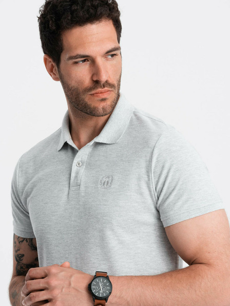 Ombre Clothing Ανοιχτό γκρι ανδρικό βασικό πουκάμισο πόλο Ombre Clothing