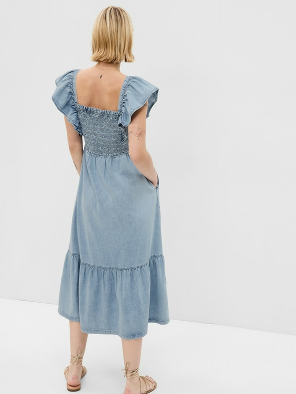 GAP Denim Midi Dress with Ruffles GAP