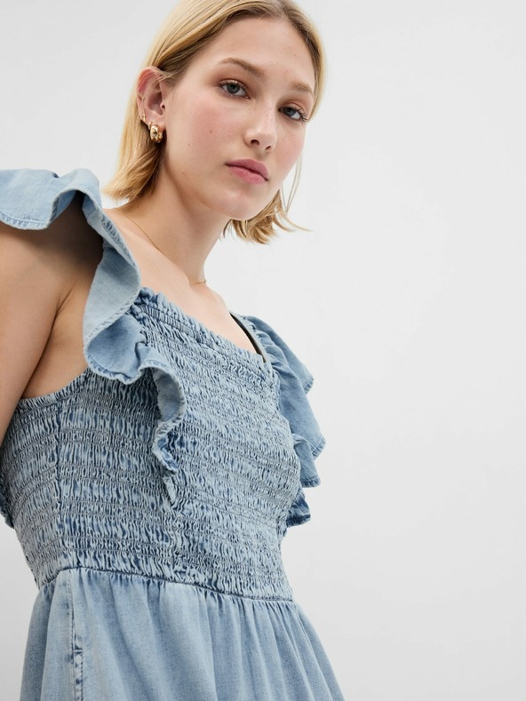 GAP Denim Midi Dress with Ruffles GAP