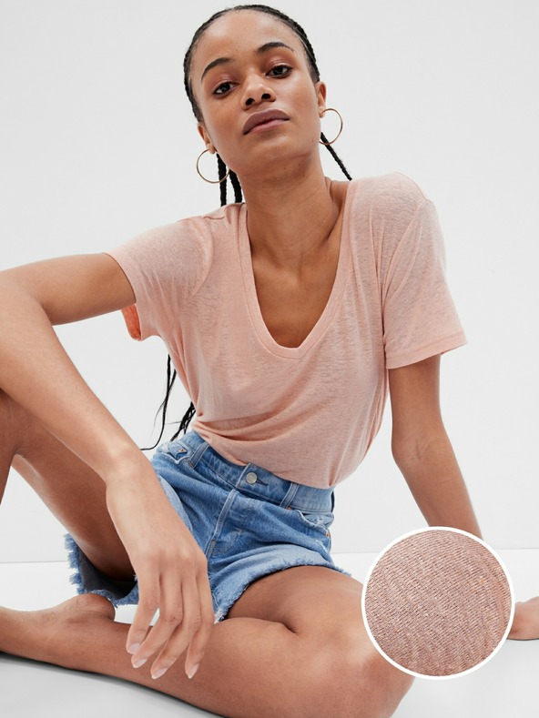 GAP Λινό κοντομάνικο μπλουζάκι GAP