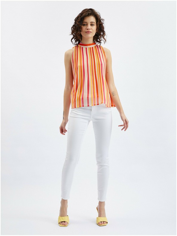 Orsay Ροζ-πορτοκαλί γυναικεία ριγέ μπλούζα ORSAY