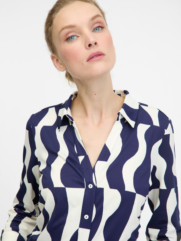 Orsay Γυναικεία μπλε σκούρα μπλούζα με γιακά ORSAY