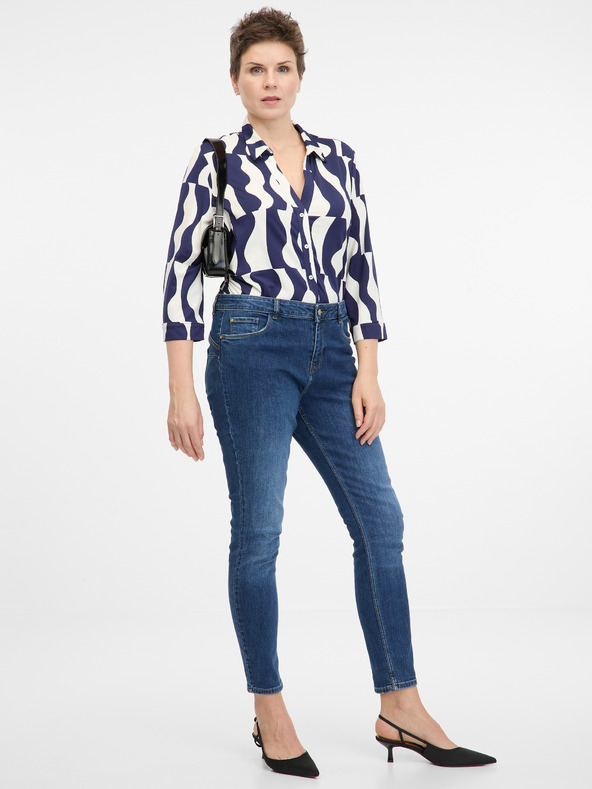 Orsay Γυναικεία μπλε σκούρα μπλούζα με γιακά ORSAY