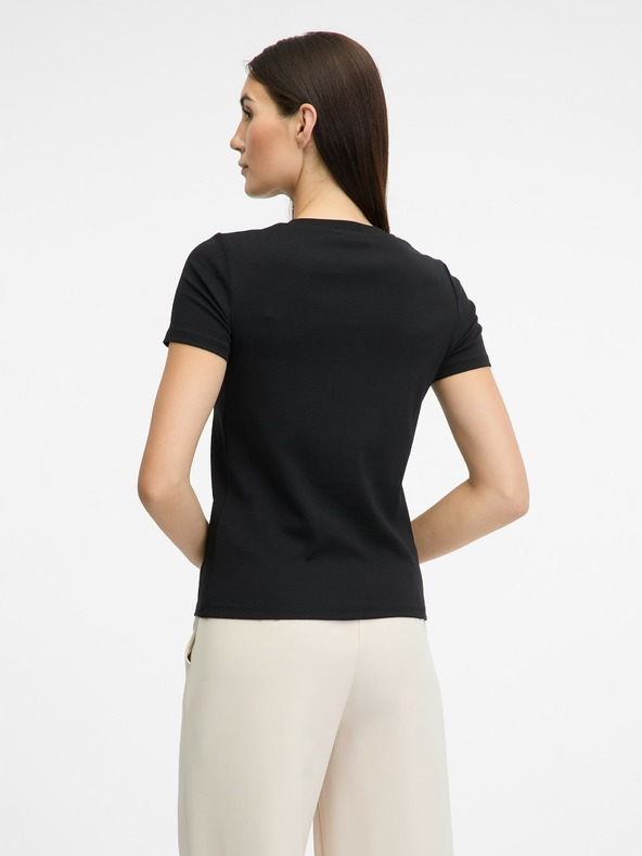 Orsay Μαύρο γυναικείο κοντομάνικο μπλουζάκι ORSAY