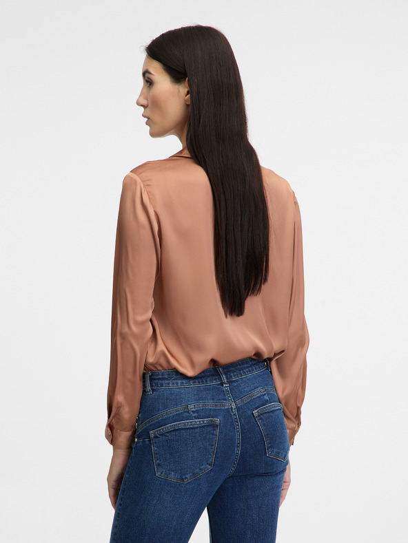 Orsay Ανοιχτό καφέ γυναικείο πουκάμισο με γιακά ORSAY