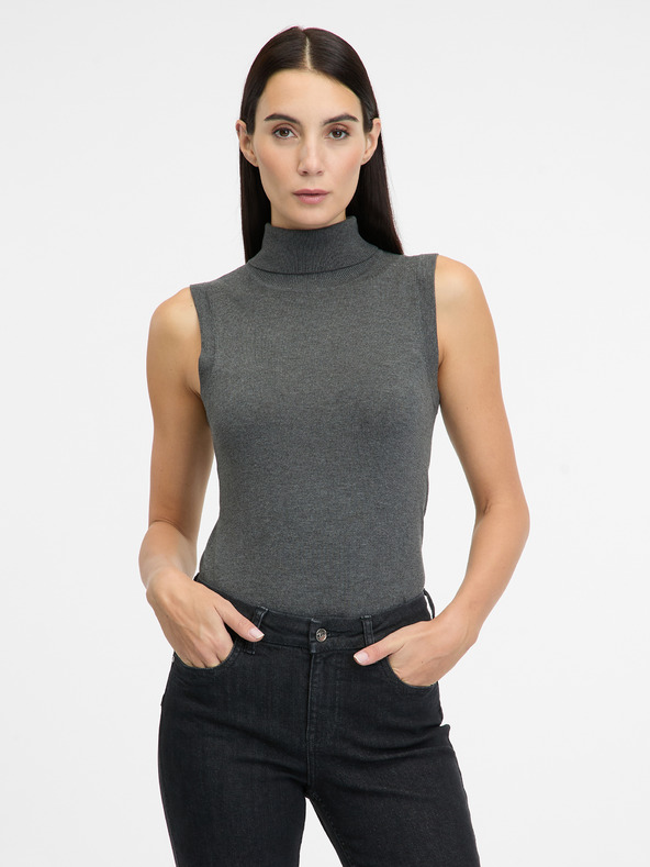 Orsay Γκρι γυναικείο πουλόβερ με γιακά ζιβάγκο ORSAY