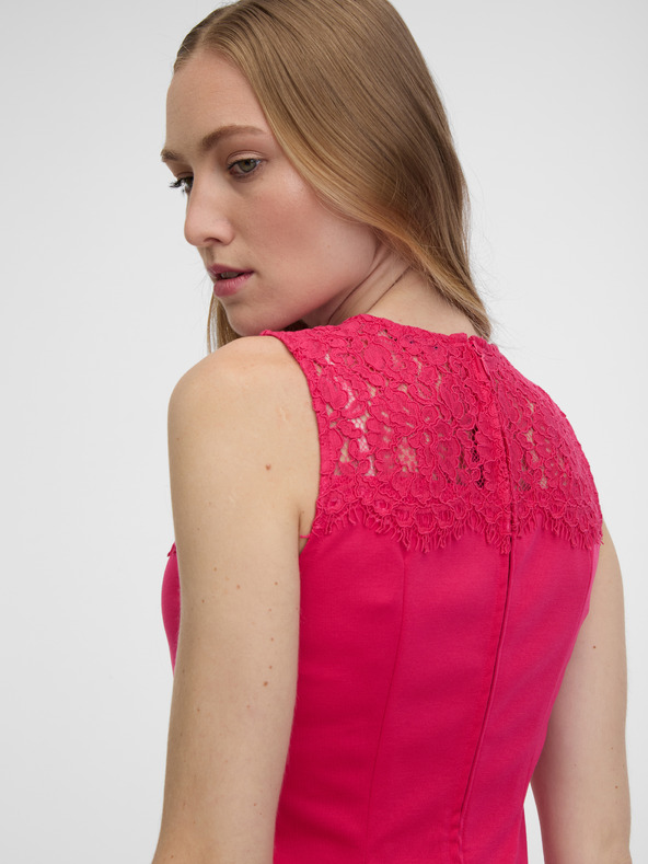 Orsay Σκούρο ροζ γυναικείο φόρεμα με μανίκι και δαντέλα ORSAY