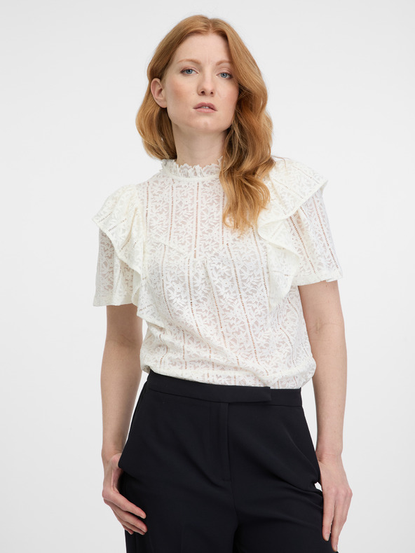 Orsay Λευκή γυναικεία δαντελένια μπλούζα ORSAY