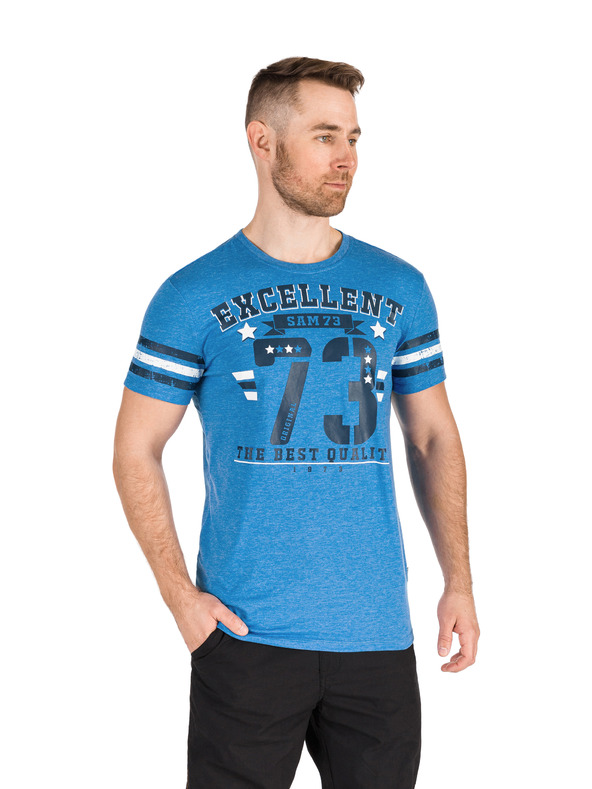Sam 73 Μπλε ανδρικό τυπωμένο μπλουζάκι SAM 73